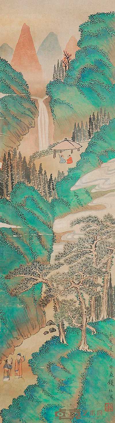 钱杜 山水 立轴 78×22cm